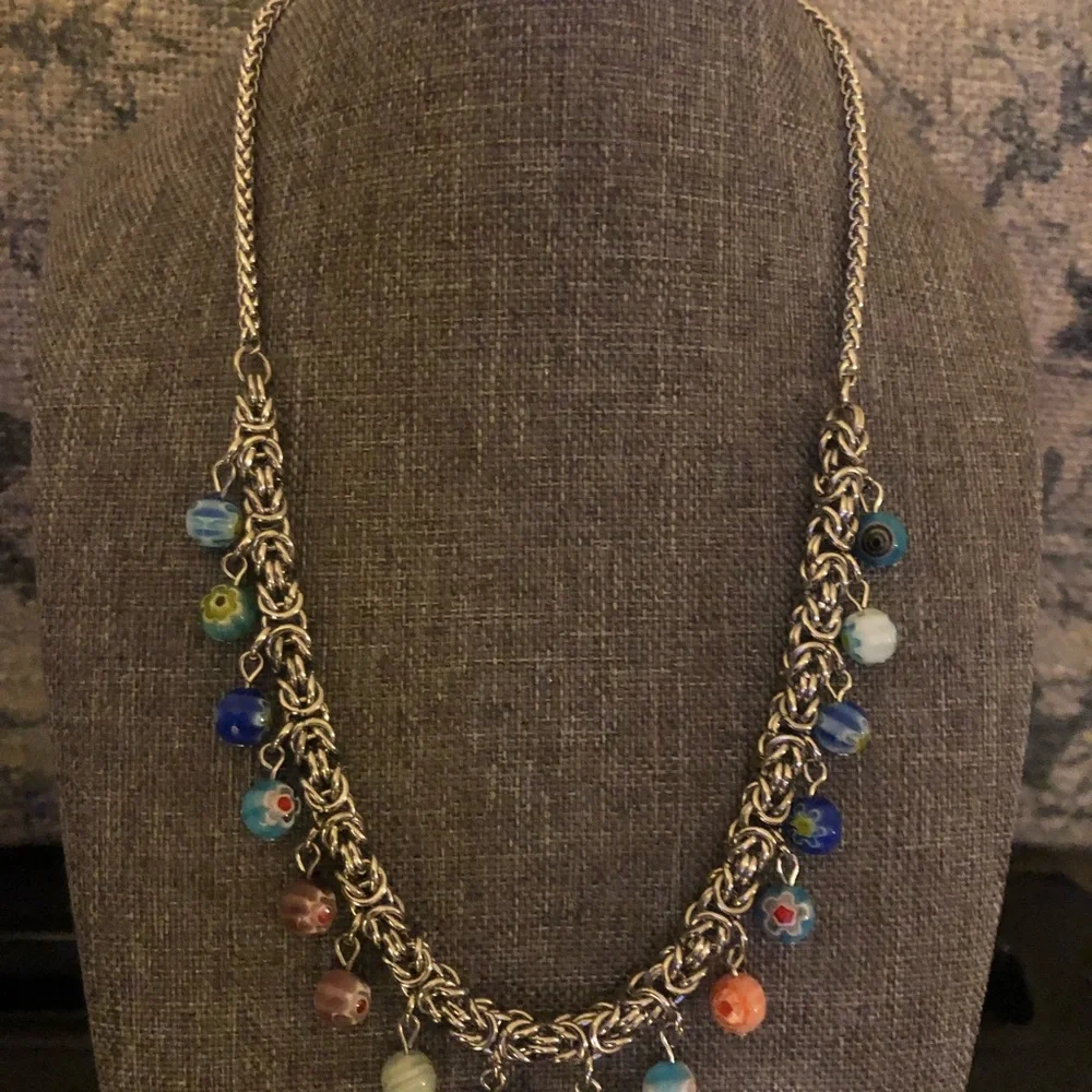 Adorable Stainless Steel Multi-Colored Beaded Necklace - Picture 2 of 3